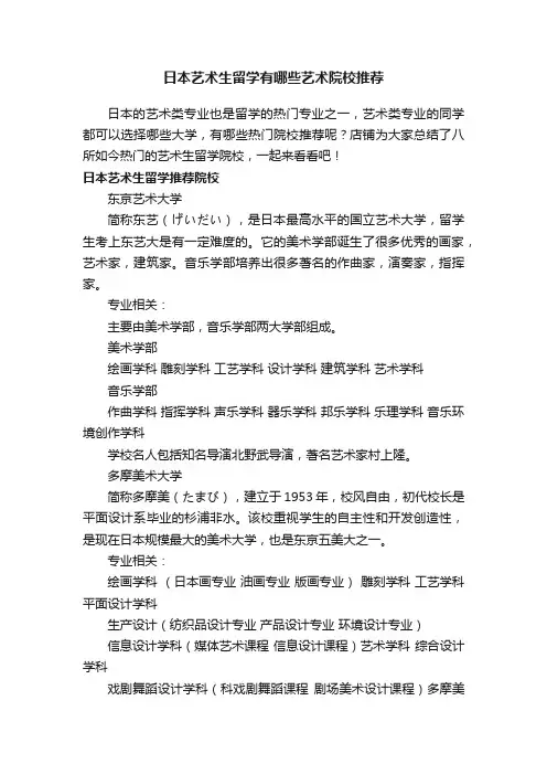 日本艺术生留学有哪些艺术院校推荐