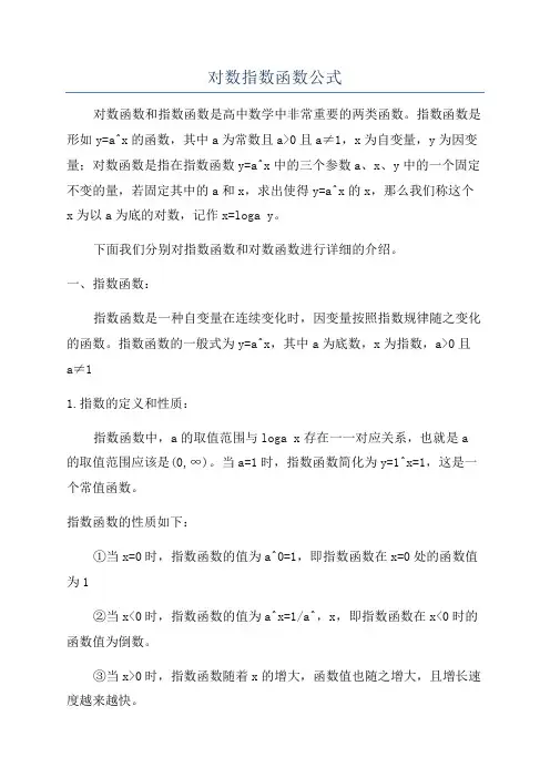 对数指数函数公式