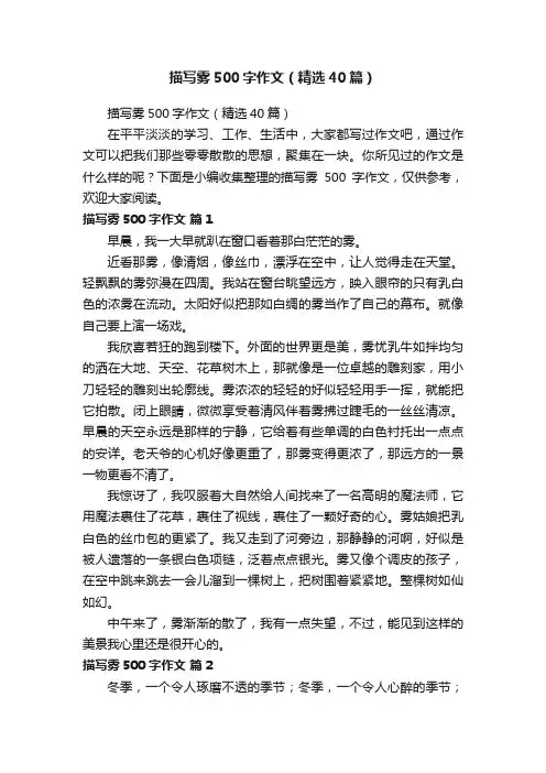 描写雾500字作文（精选40篇）