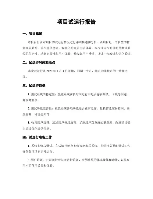 项目试运行报告