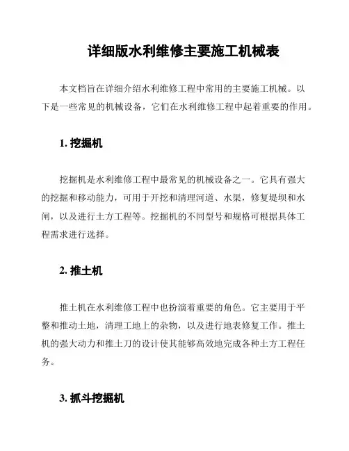 详细版水利维修主要施工机械表