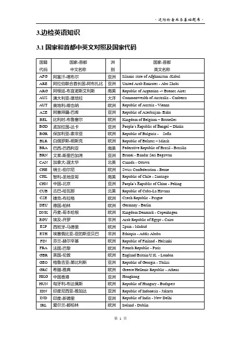 边检常用英语