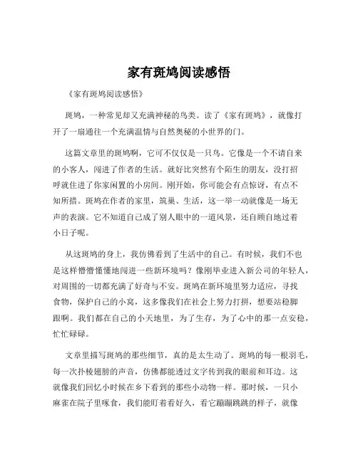 家有斑鸠阅读感悟