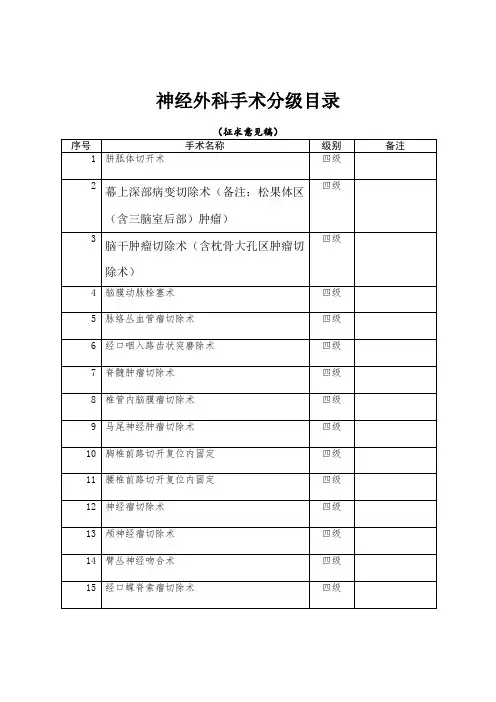 神经外科手术分级