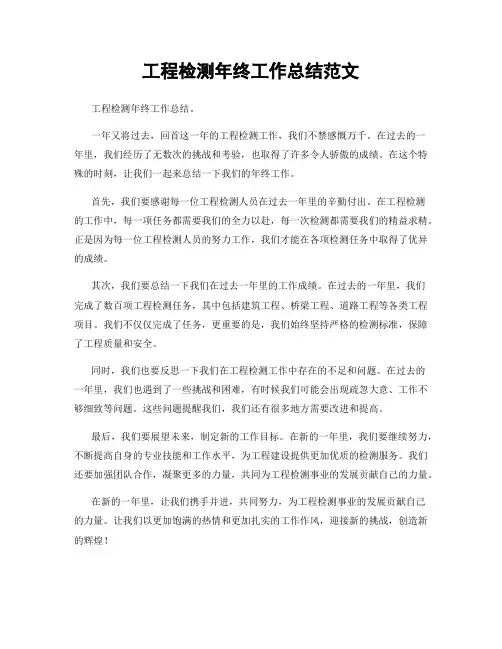 工程检测年终工作总结范文