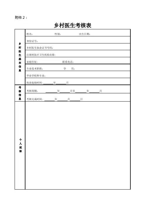 乡村医生考核表【范本模板】