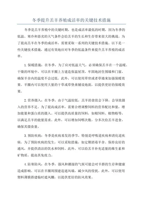 冬季提升羔羊养殖成活率的关键技术措施