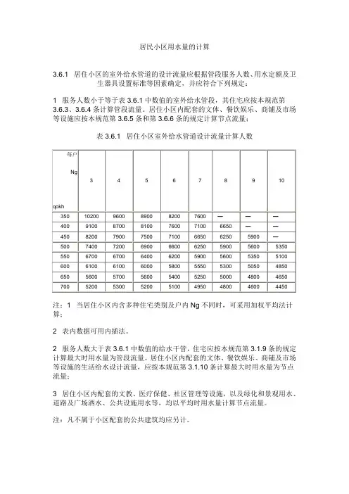 住宅小区用水量计算方法