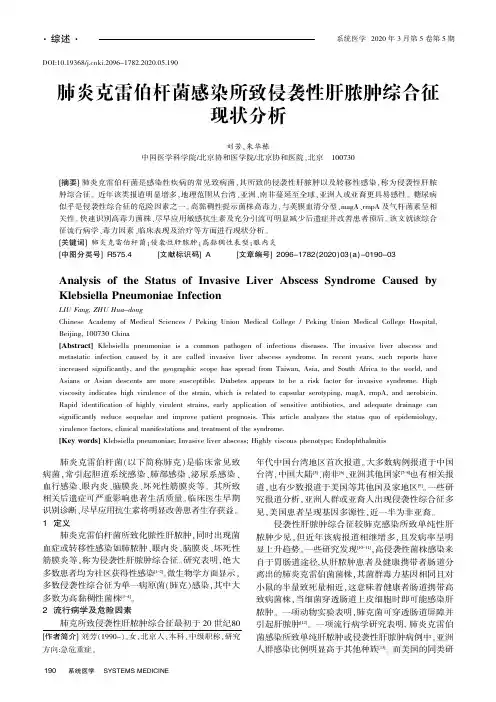 肺炎克雷伯杆菌感染所致侵袭性肝脓肿综合征现状分析