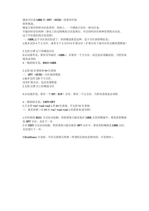 硬盘分区表MBR和 GPT