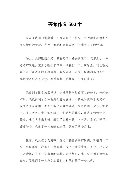 买菜作文500字