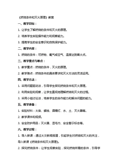 《燃烧条件和灭火原理》教案