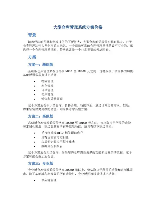 大型仓库管理系统方案价格