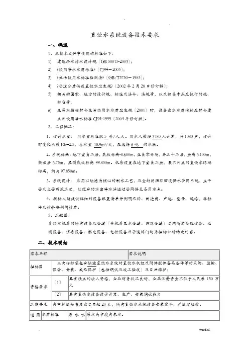 直饮水系统可招标