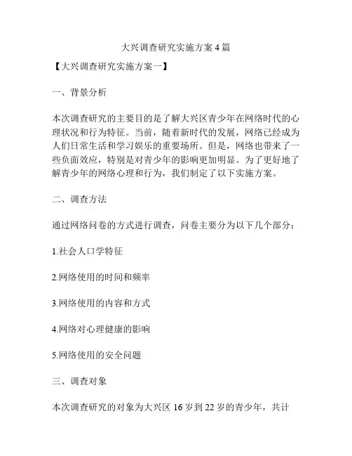 大兴调查研究实施方案4篇
