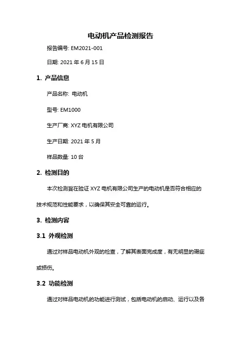 电动机产品检测报告