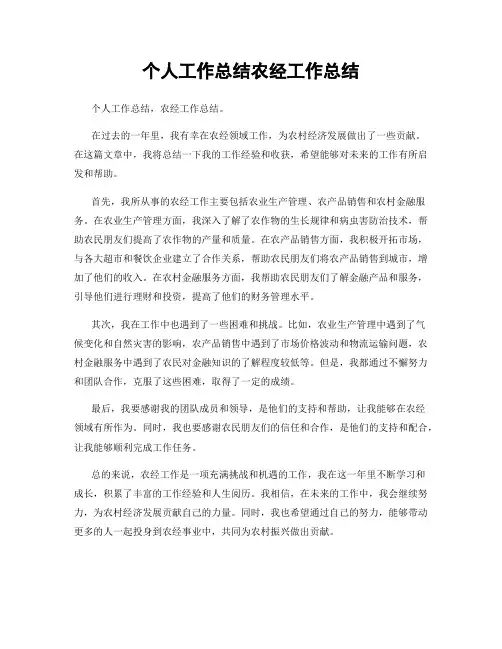 个人工作总结农经工作总结