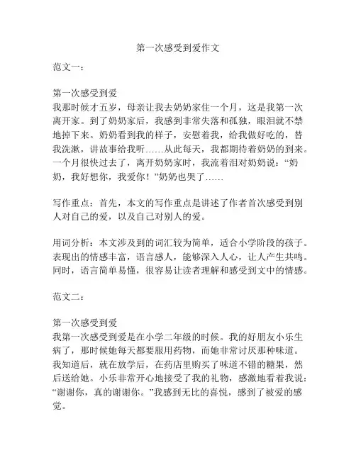 第一次感受到爱作文