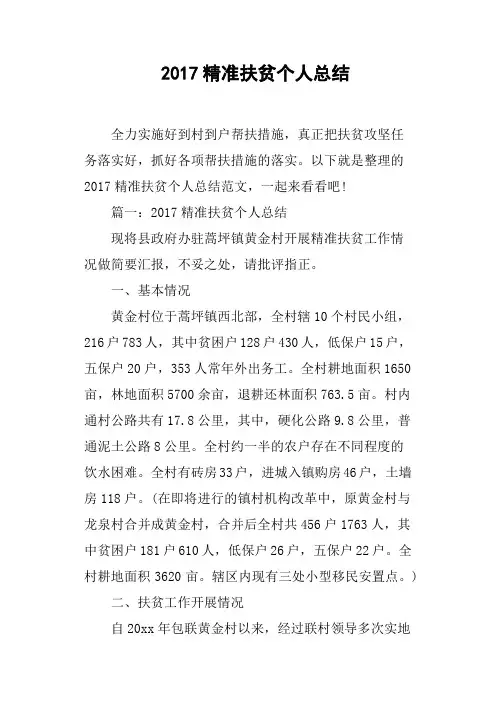 2017精准扶贫个人总结