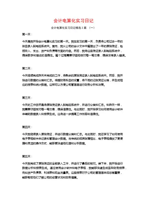 会计电算化实习日记2篇