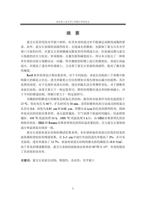 蓝宝石刻蚀
