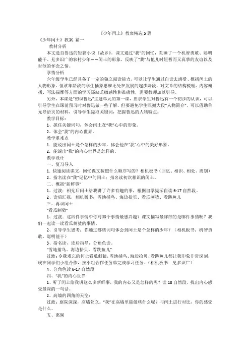 《少年闰土》教案精选5篇