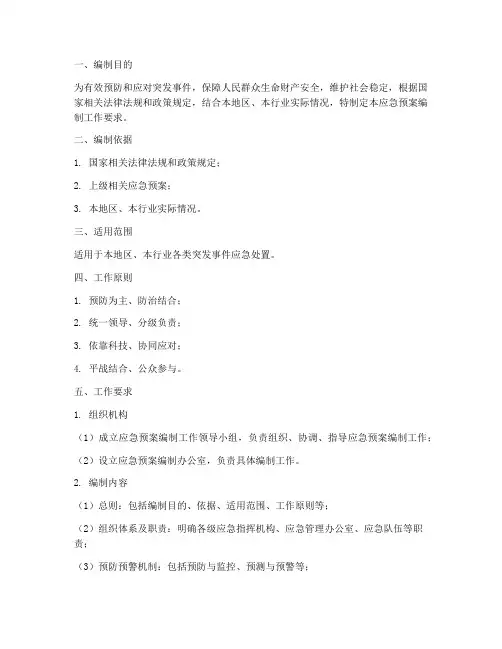编制应急预案工作要求