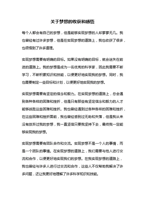 关于梦想的收获和感悟