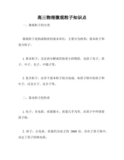 高三物理微观粒子知识点