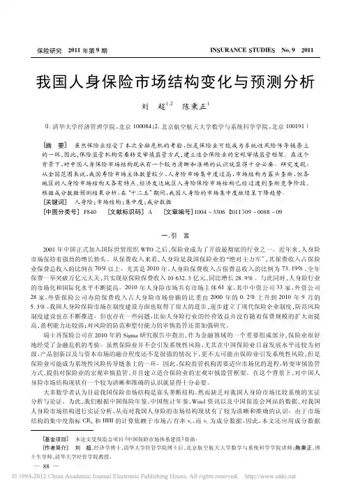 我国人身保险市场结构变化与预测分析