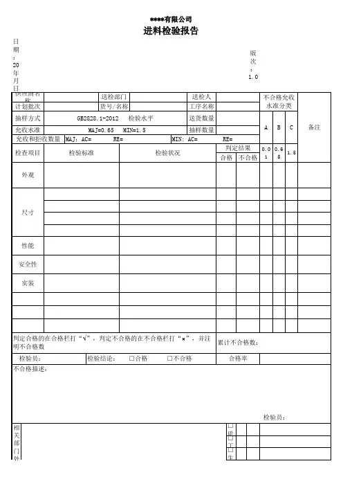 进料检验报告模板
