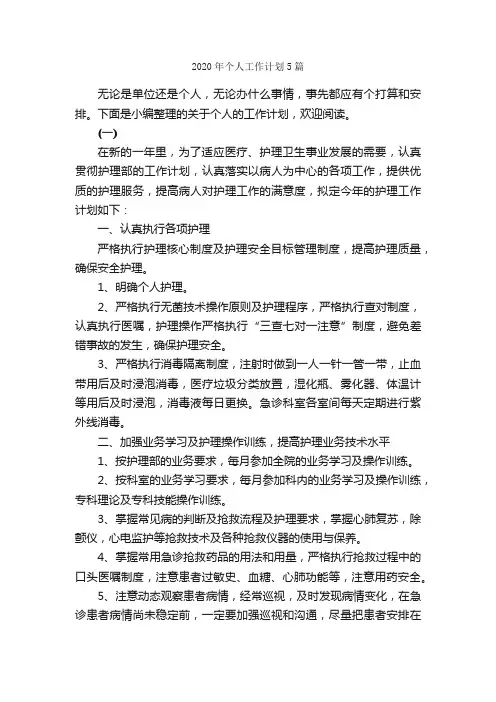 2020年个人工作计划5篇_个人工作计划_