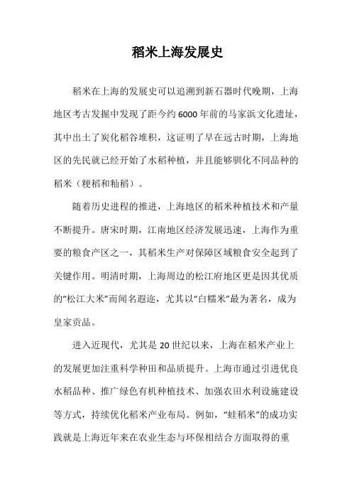 稻米上海发展史