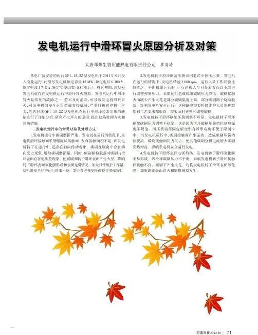 发电机运行中滑环冒火原因分析及对策
