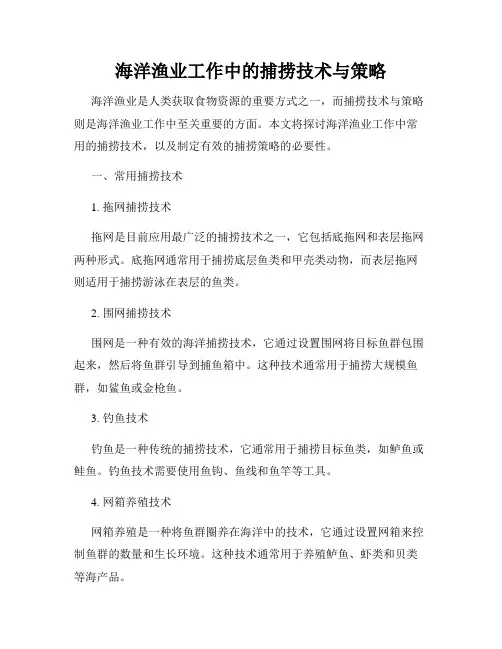 海洋渔业工作中的捕捞技术与策略