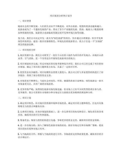 项目现状分析和计划书