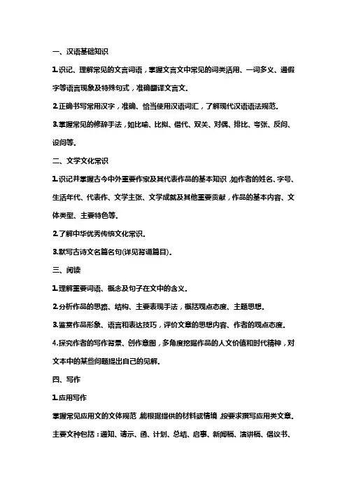 2024湖南专升本语文考试大纲