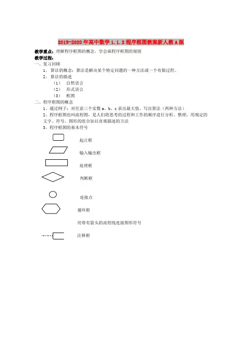 2019-2020年高中数学1.1.2程序框图教案新人教A版