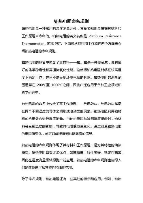铂热电阻命名规则
