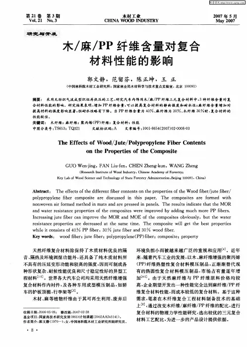 木／麻／PP纤维含量对复合材料性能的影响