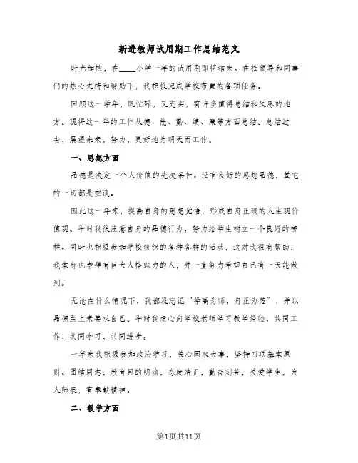 新进教师试用期工作总结范文（5篇）