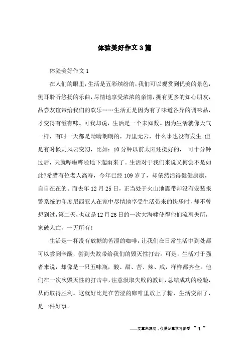 体验美好作文3篇
