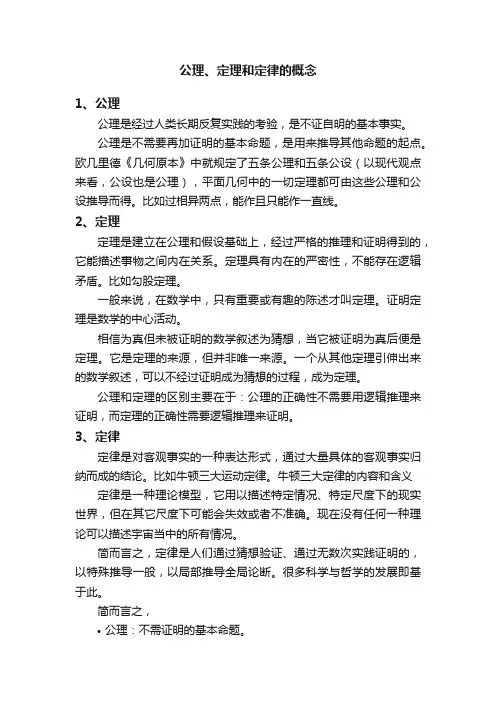 公理、定理和定律的概念