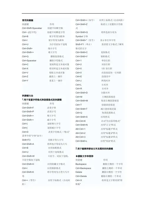 word快捷键大全打印版(精心排版)