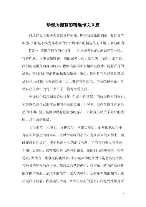 珍惜所拥有的精选作文3篇