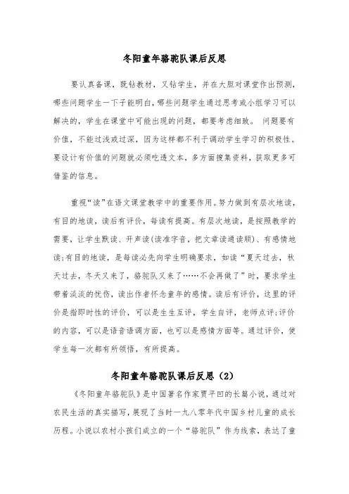 冬阳童年骆驼队课后反思(2篇)