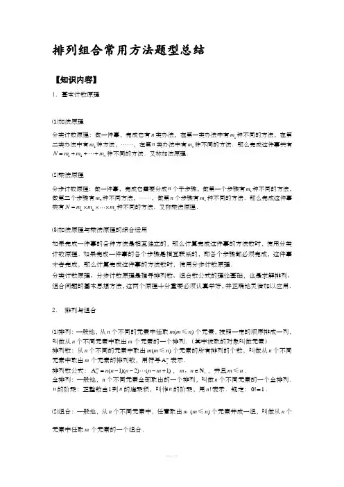 排列组合问题题型方法总结
