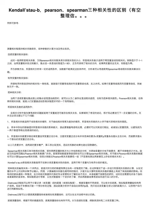 Kendall’stau-b，pearson、spearman三种相关性的区别（有空整理信。。。