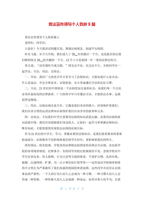 普法宣传领导个人致辞5篇