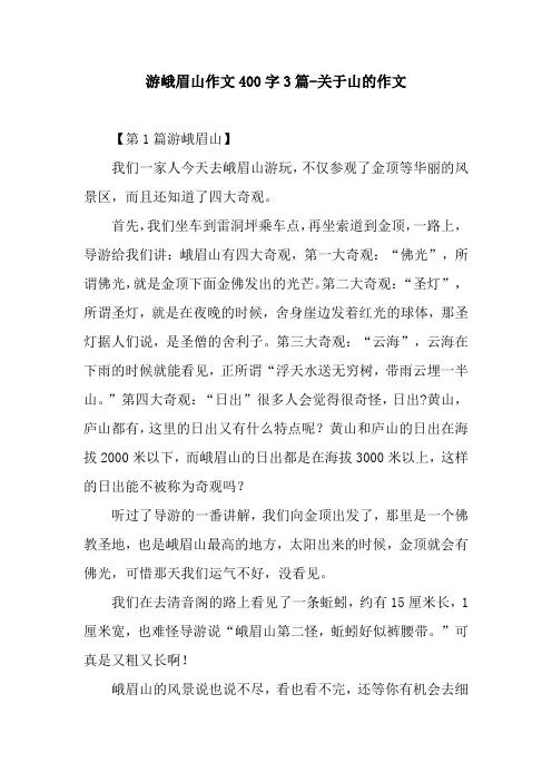 游峨眉山作文400字3篇-关于山的作文